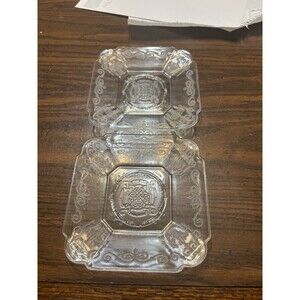 Vintage Depression 1929-32 Clear Glass Plates/ Saucers Lorain Pattern Indian Gla